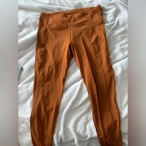 Lululemon high rise leggings, size 12, bronze yellow with pockets